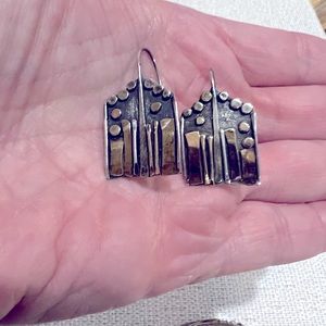 Sterling silver drop earrings and cuff bracelet.  Sold as a set